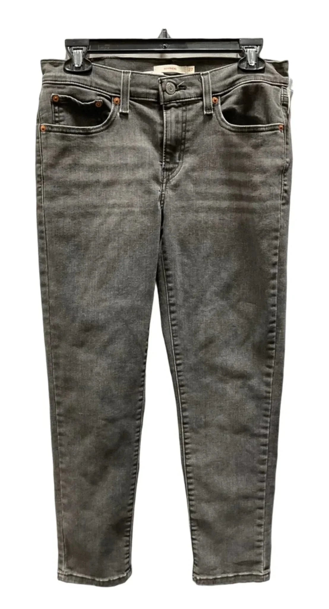Jeans Straight By Levis In Black Denim, Size: 4