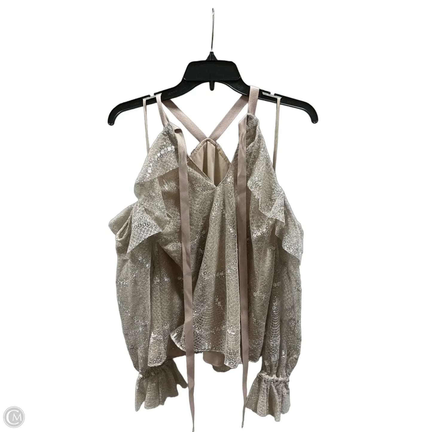 Top 3/4 Sleeve By Cma In Silver, Size: S