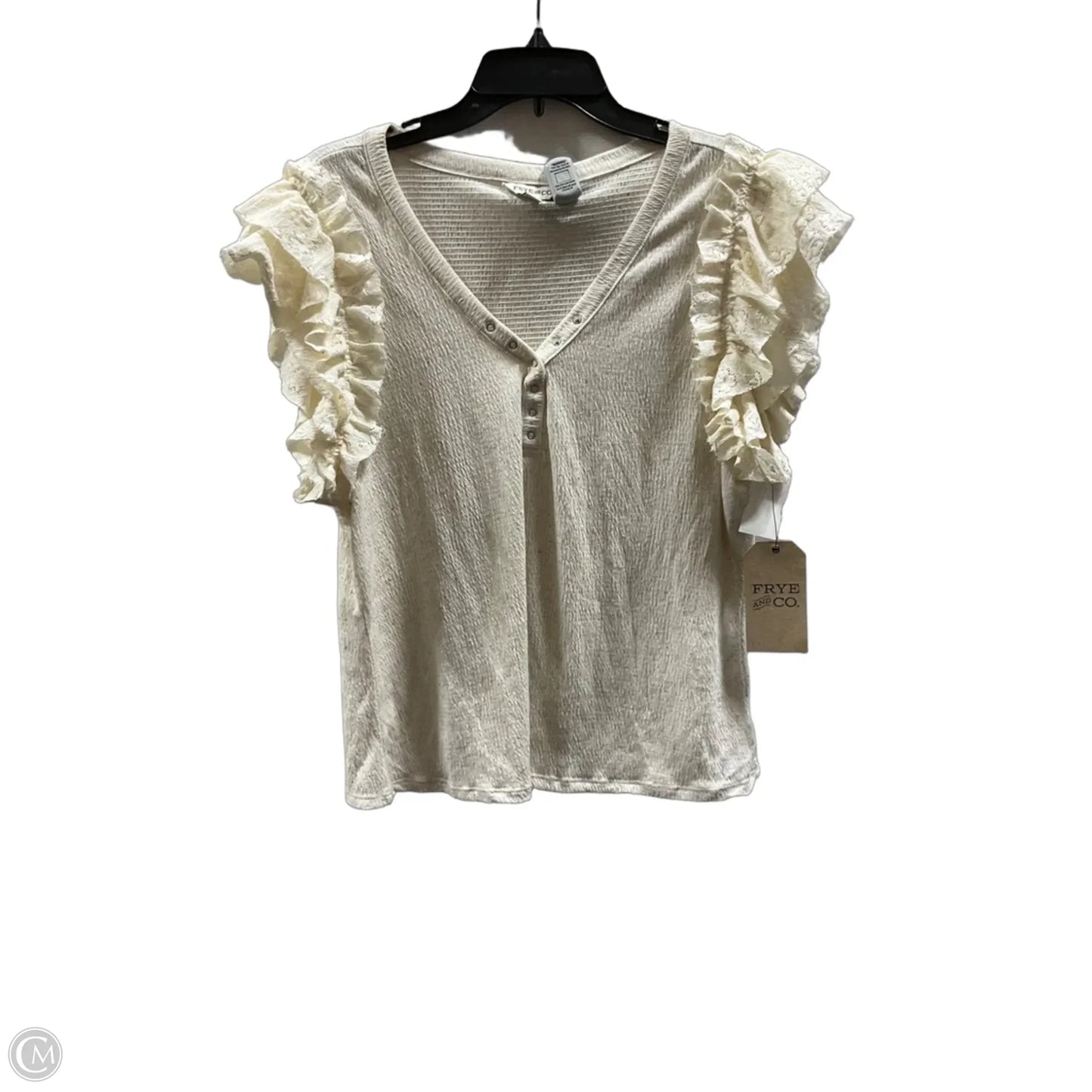 Top Short Sleeve By Frye And Co In Cream, Size: Xl
