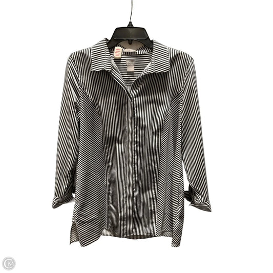 Blouse Long Sleeve By Chicos In Striped Pattern, Size: M