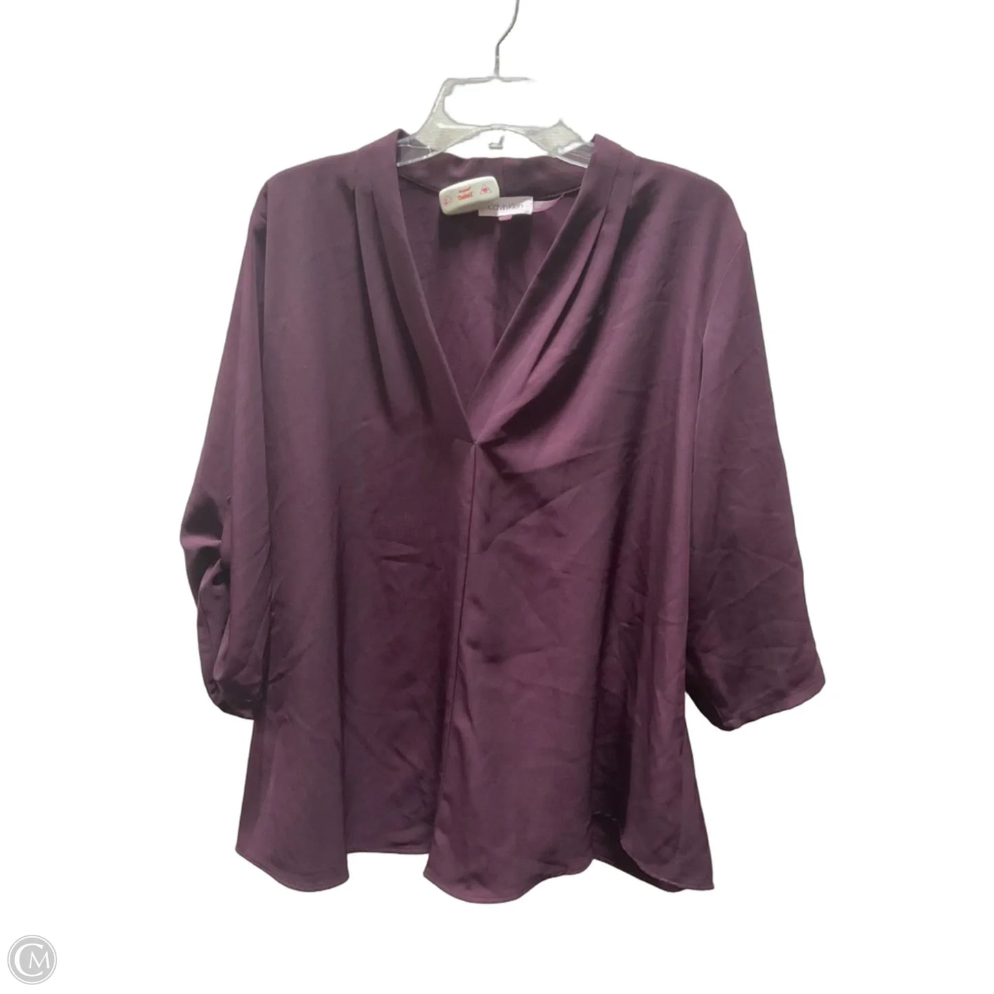Top 3/4 Sleeve By Calvin Klein In Purple, Size: 2x