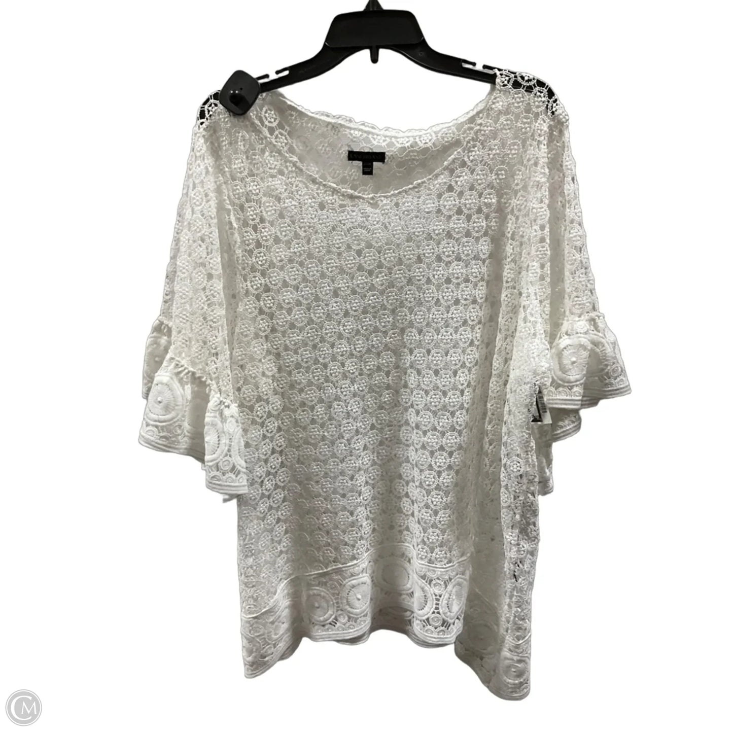 Top Short Sleeve By Lane Bryant In White, Size: 3x