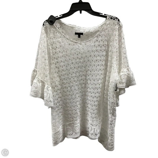 Top Short Sleeve By Lane Bryant In White, Size: 3x