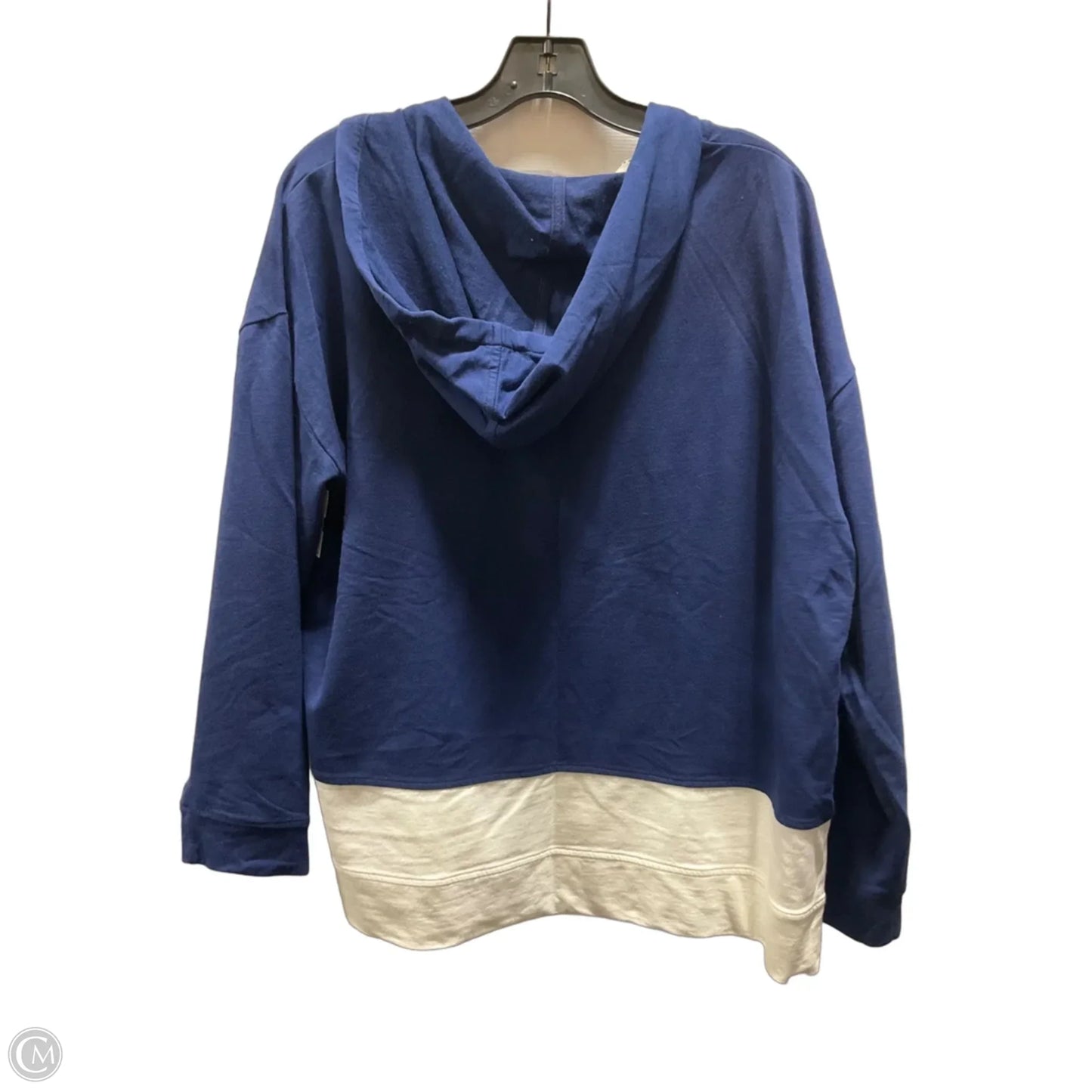 Sweatshirt Hoodie By Chicos In Blue & White, Size: Xl