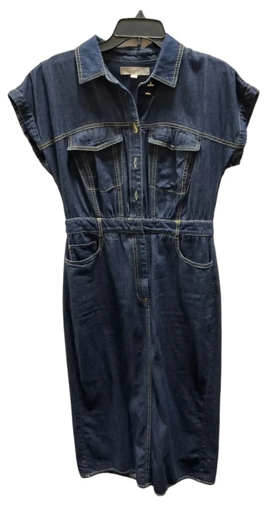 Dress Casual Maxi By Loft In Blue Denim, Size: 6