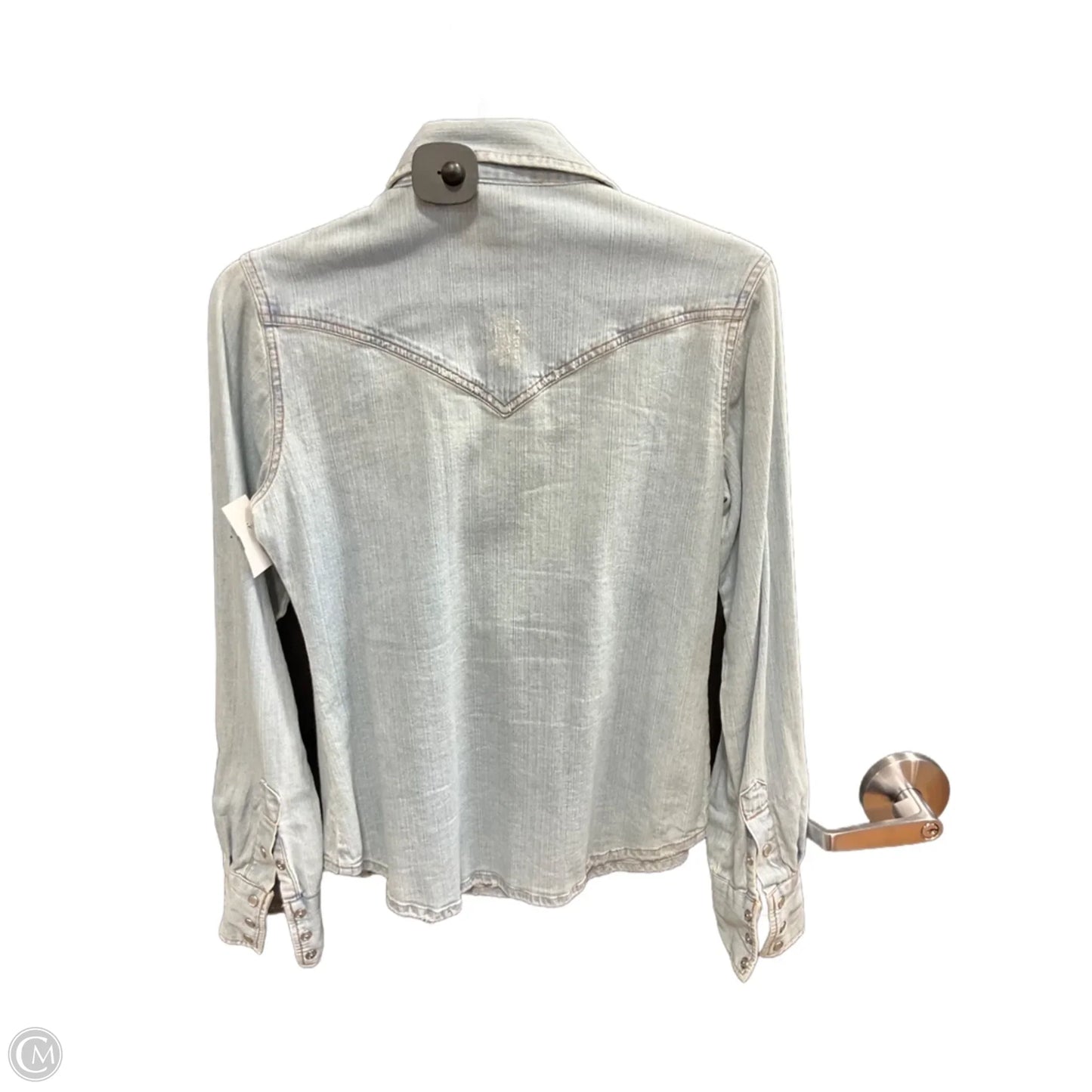 Blouse Long Sleeve By Levis In Blue Denim, Size: M