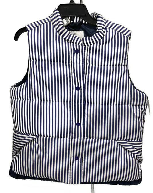 Vest Puffer & Quilted By Free Assembly In Striped Pattern, Size: L