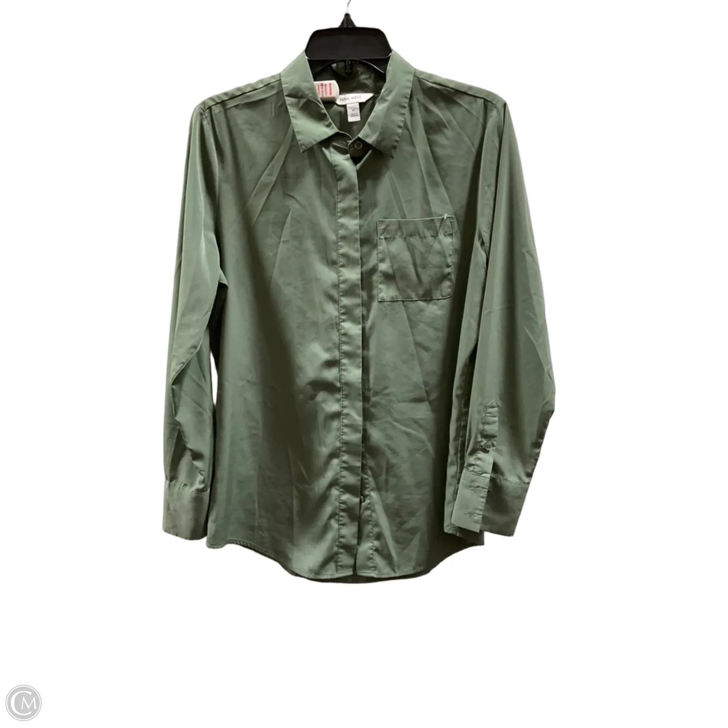 Blouse Long Sleeve By Nine West In Green, Size: M