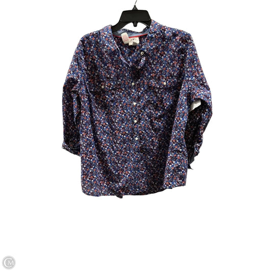 Blouse Long Sleeve By St John Collection In Floral Print, Size: Xxl