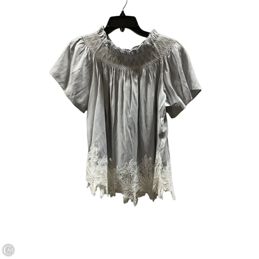 Top Short Sleeve By Tahari In Grey & White, Size: S