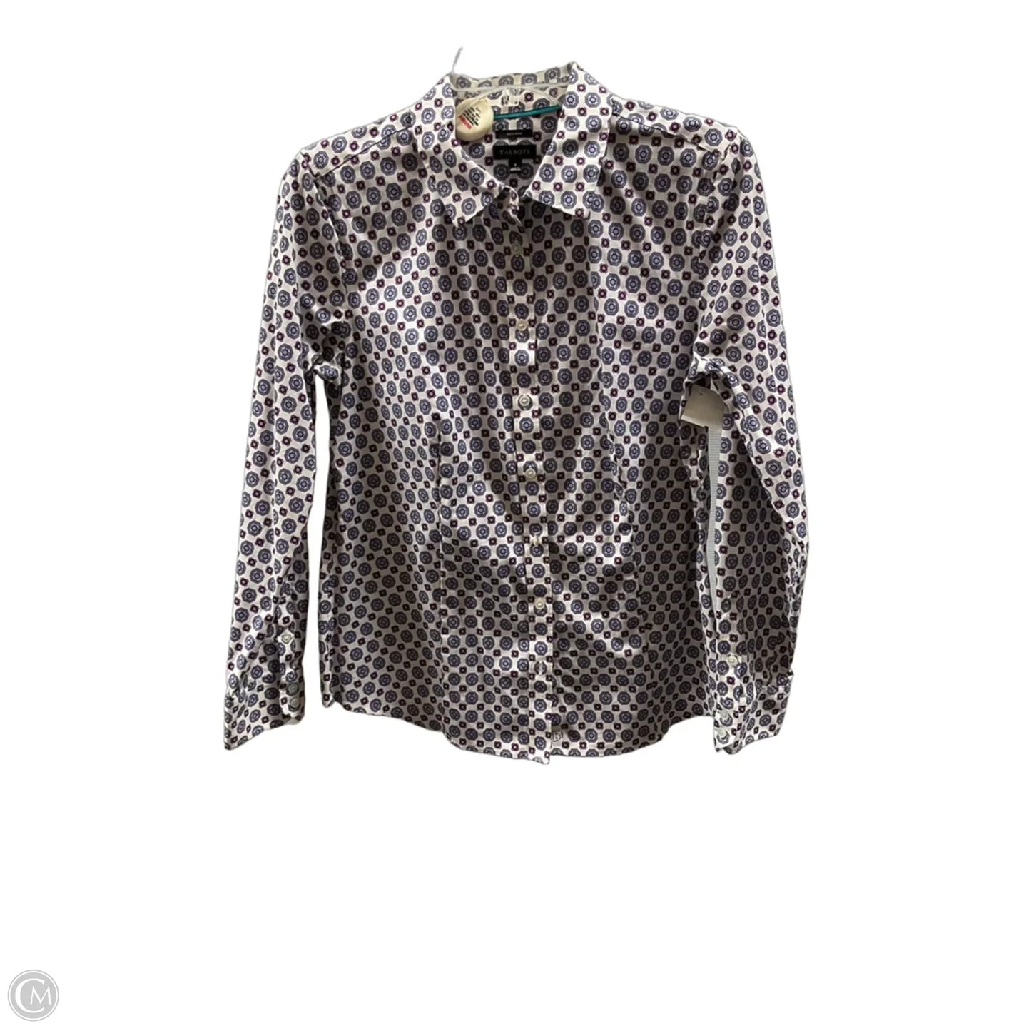 Blouse Long Sleeve By Talbots In Purple & White, Size: M