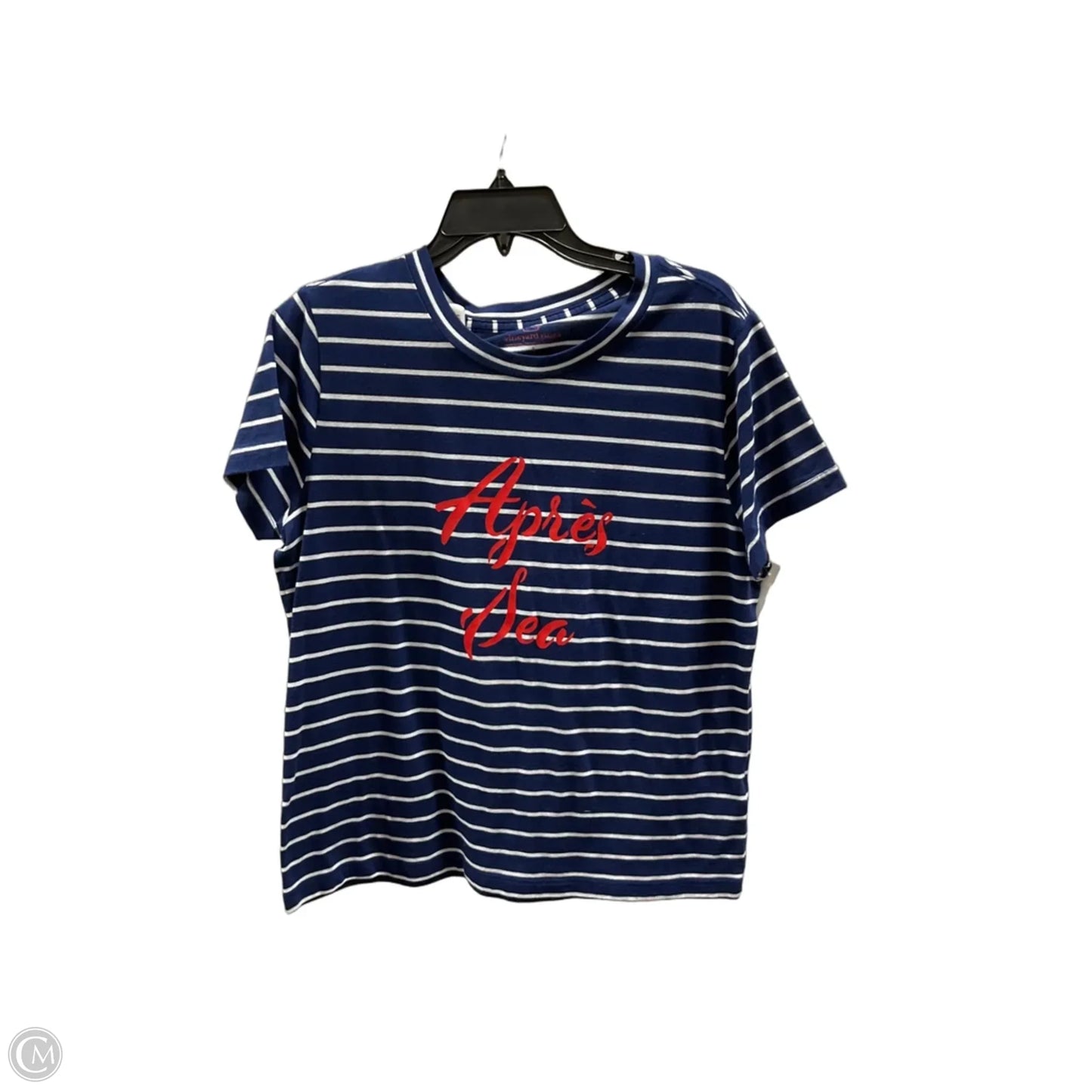 Top Short Sleeve By Vineyard Vines In Blue & Cream, Size: L