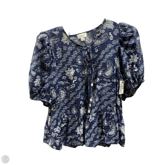 Top Short Sleeve By Cece In Blue & White, Size: M
