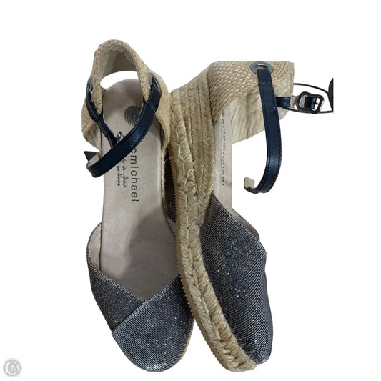 Sandals Heels Wedge By Cma In Gold & Grey, Size: 7
