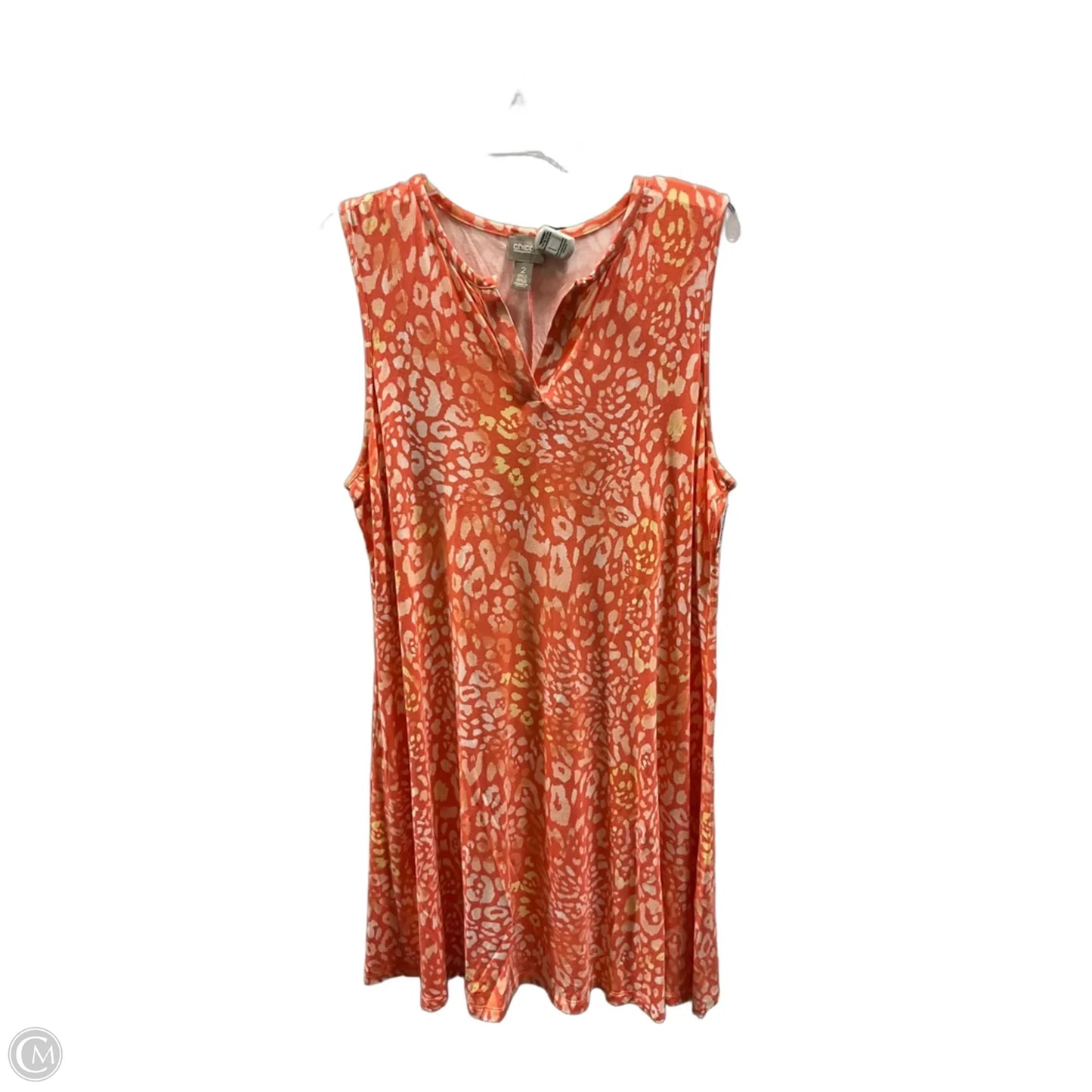 Dress Casual Midi By Chicos In Orange & White, Size: L