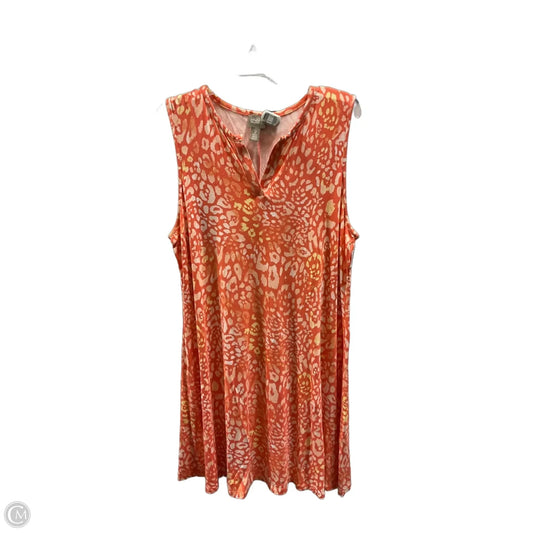 Dress Casual Midi By Chicos In Orange & White, Size: L