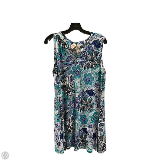 Dress Casual Midi By Chicos In Blue & White, Size: L