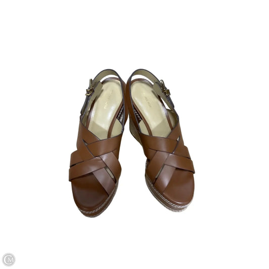 Sandals Heels Wedge By Michael Kors In Brown & Cream, Size: 8.5