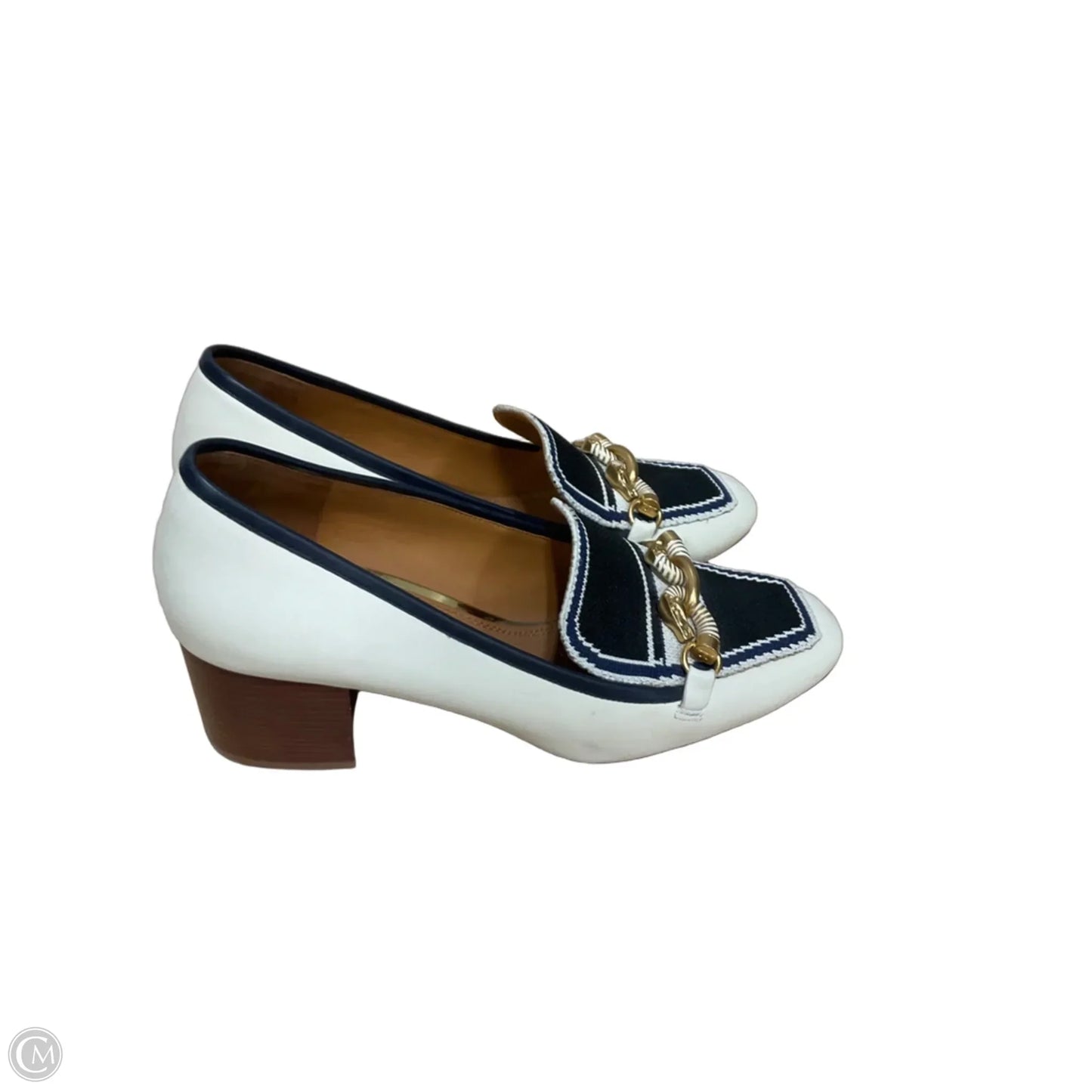 Shoes Heels Block By Tory Burch In Blue & White, Size: 8.5