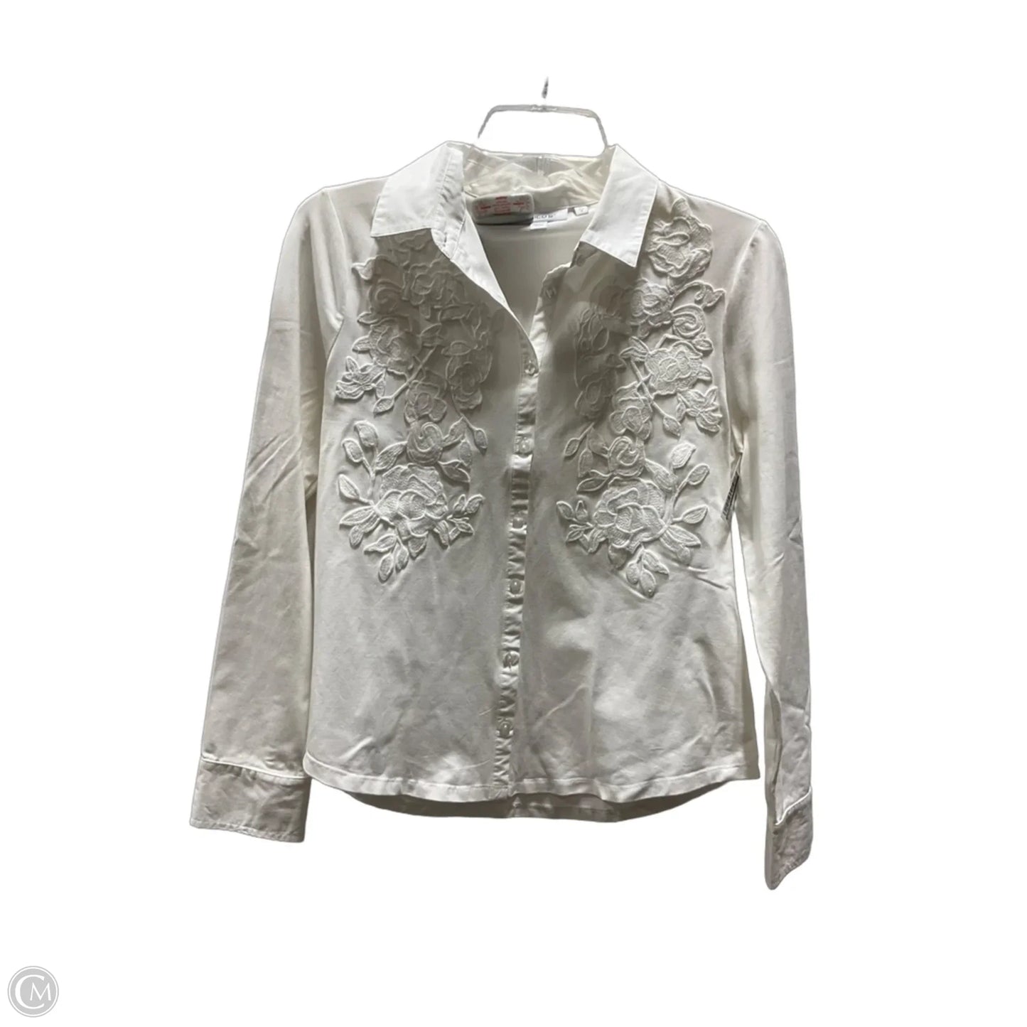 Blouse Long Sleeve By Chicos In White, Size: S