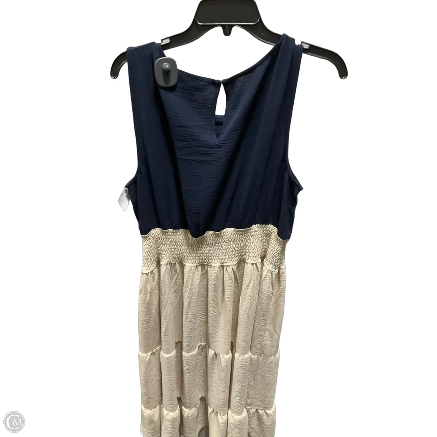 Dress Casual Maxi By Dkny In Blue & Cream, Size: Xl
