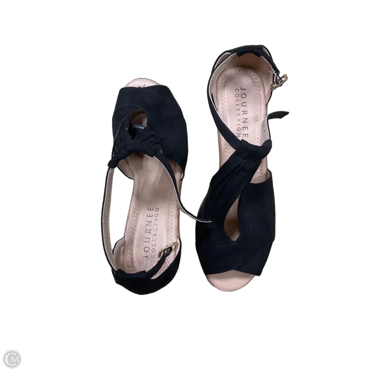 Shoes Heels Wedge By Journee In Black & Cream, Size: 10