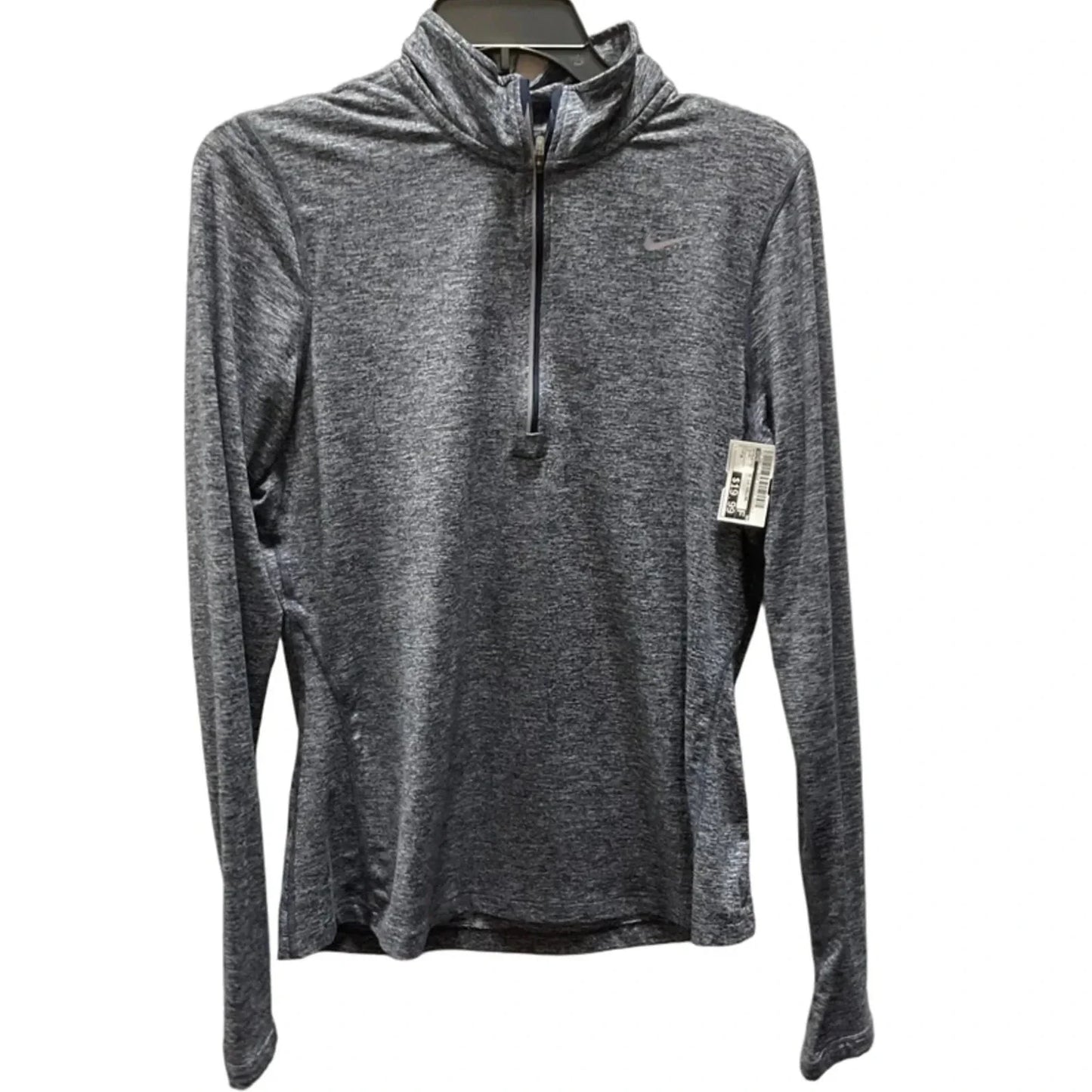Athletic Top Long Sleeve Collar By Nike In Blue, Size: M