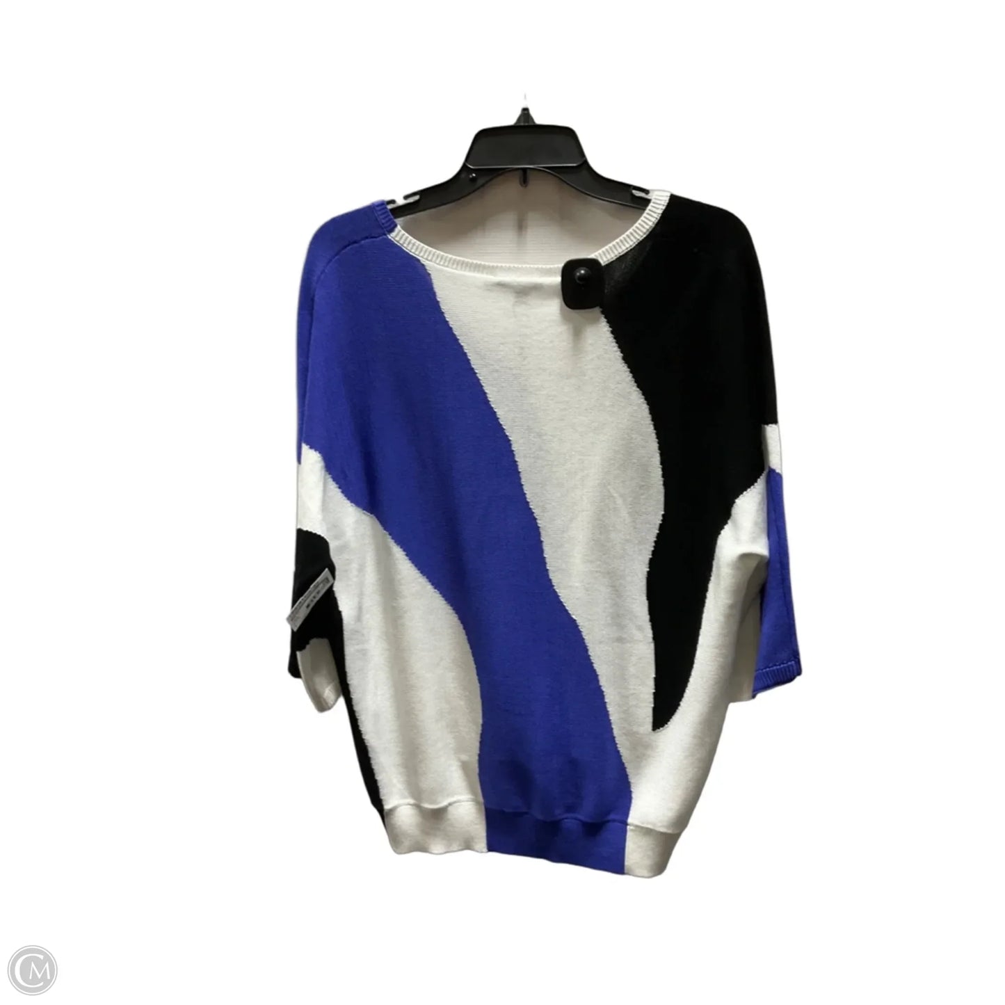 Top Short Sleeve By Chicos In Blue & White, Size: M