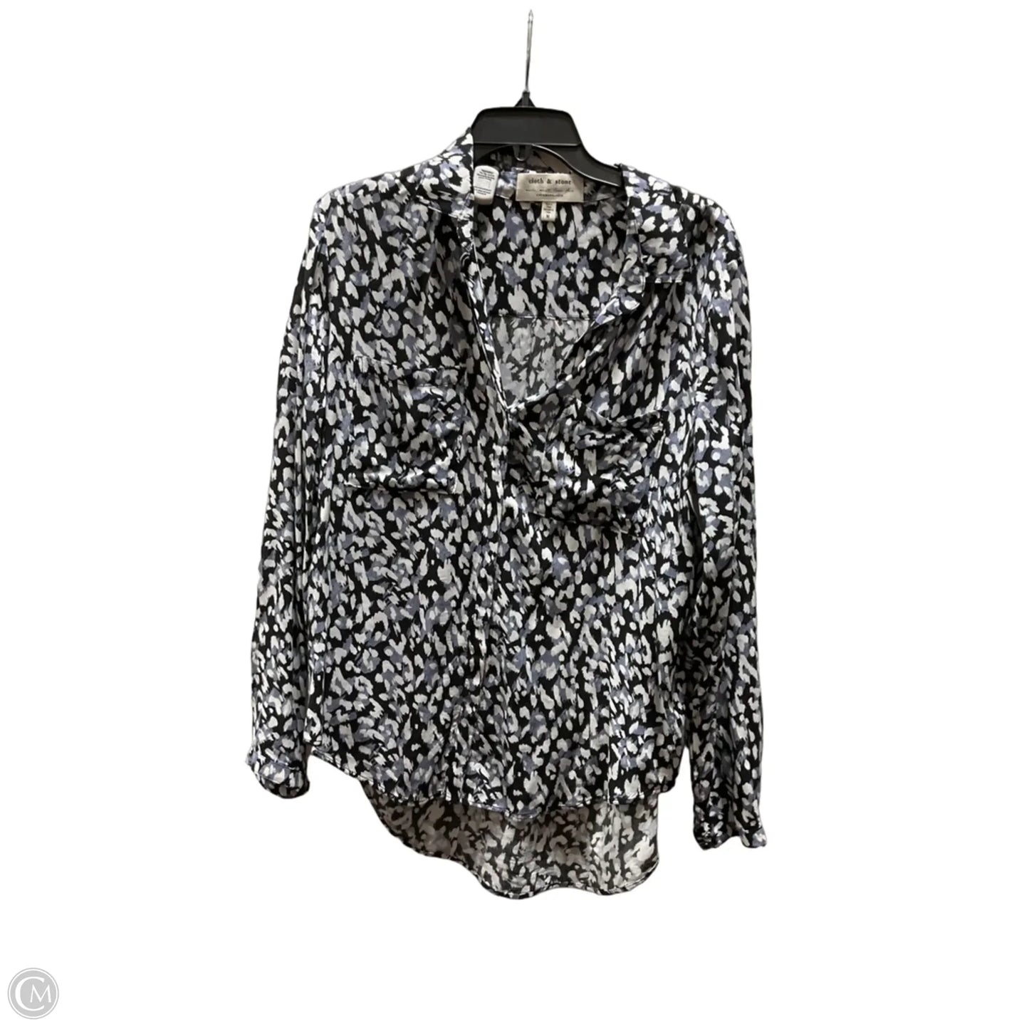 Blouse Long Sleeve By Cloth & Stone In Blue & White, Size: M