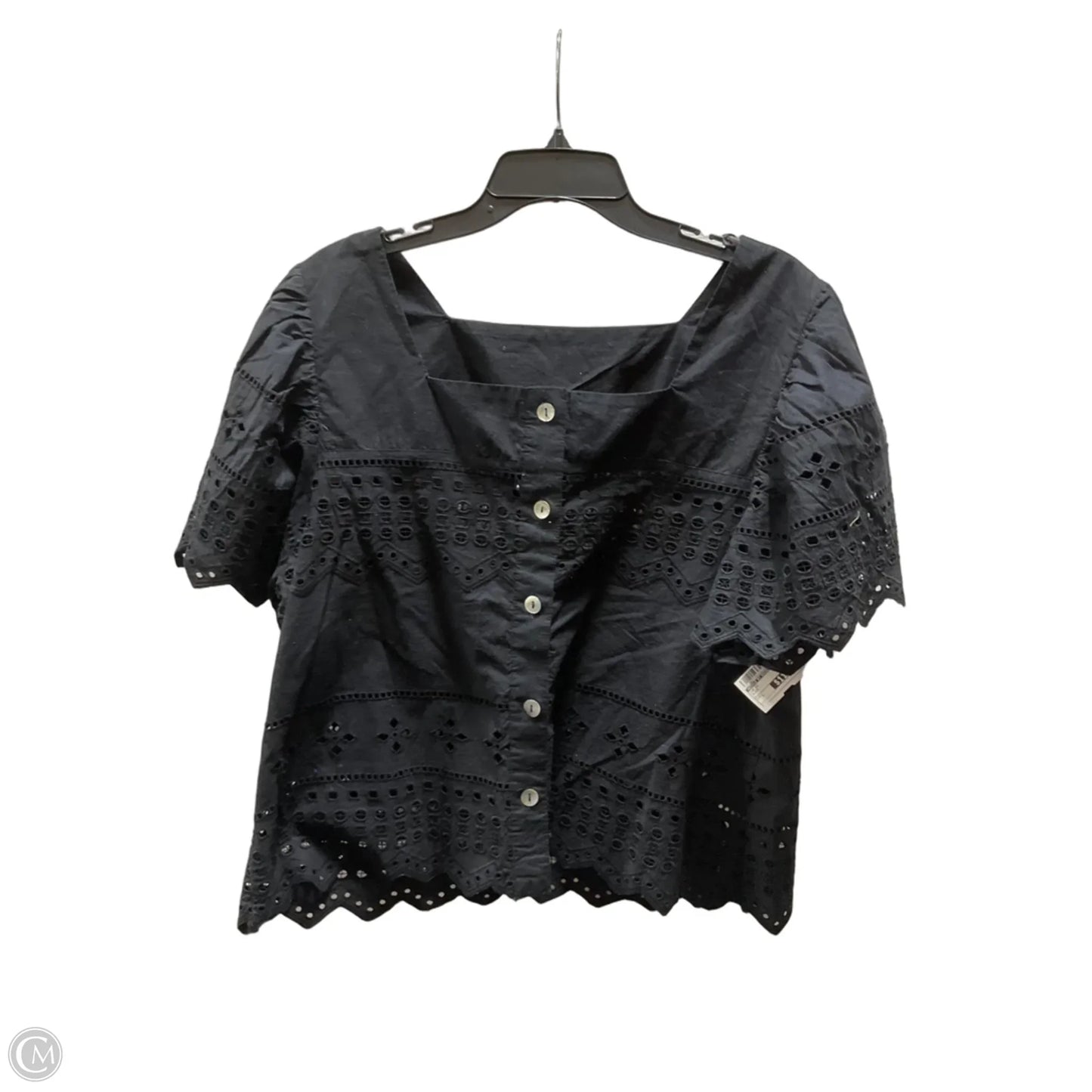 Top Short Sleeve By Nicole By Nicole Miller In Black, Size: L