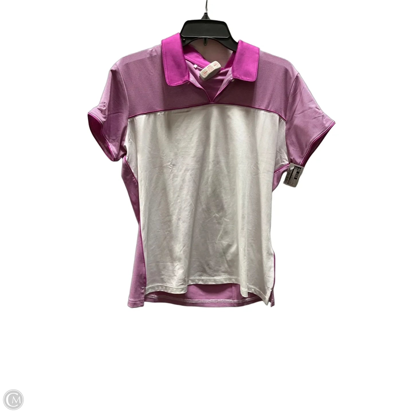 Athletic Top Short Sleeve By Adidas In Purple & White, Size: L