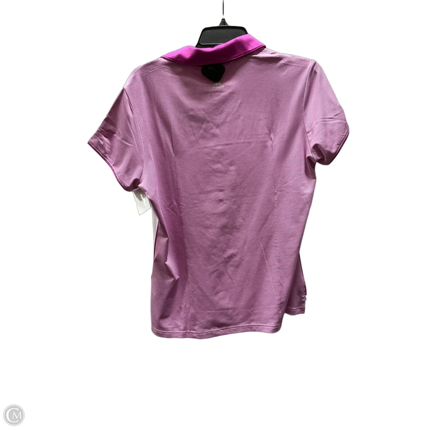 Athletic Top Short Sleeve By Adidas In Purple & White, Size: L