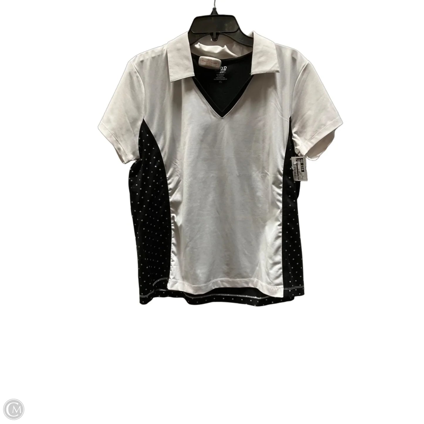 Athletic Top Short Sleeve By Izod In Black & White, Size: Xl