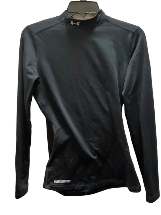 Athletic Top Long Sleeve Collar By Under Armour In Black, Size: M