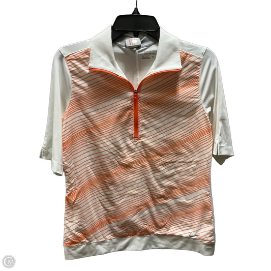 Athletic Top Short Sleeve By Nike In Orange & White, Size: M