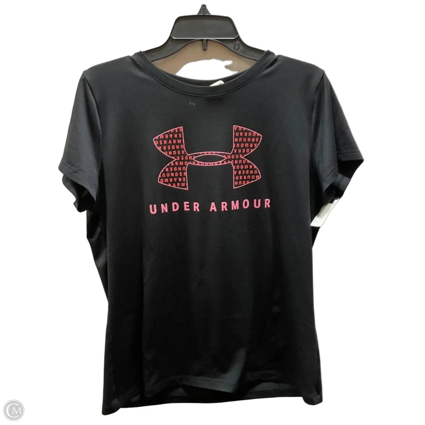 Athletic Top Short Sleeve By Under Armour In Black, Size: L