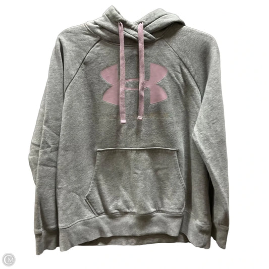 Athletic Sweatshirt Hoodie By Under Armour In Grey, Size: M