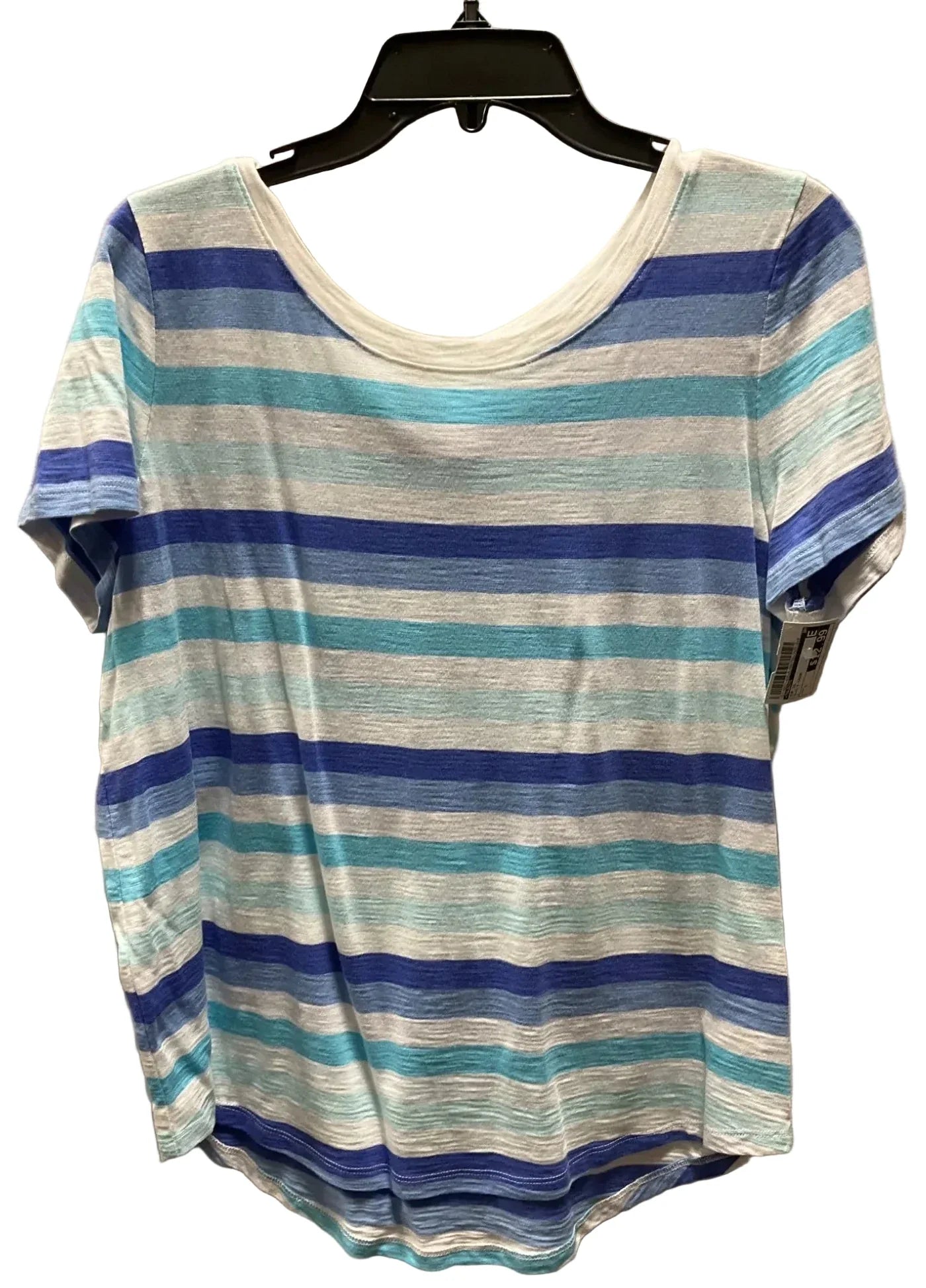 Top Short Sleeve By Talbots In Blue & Cream, Size: L