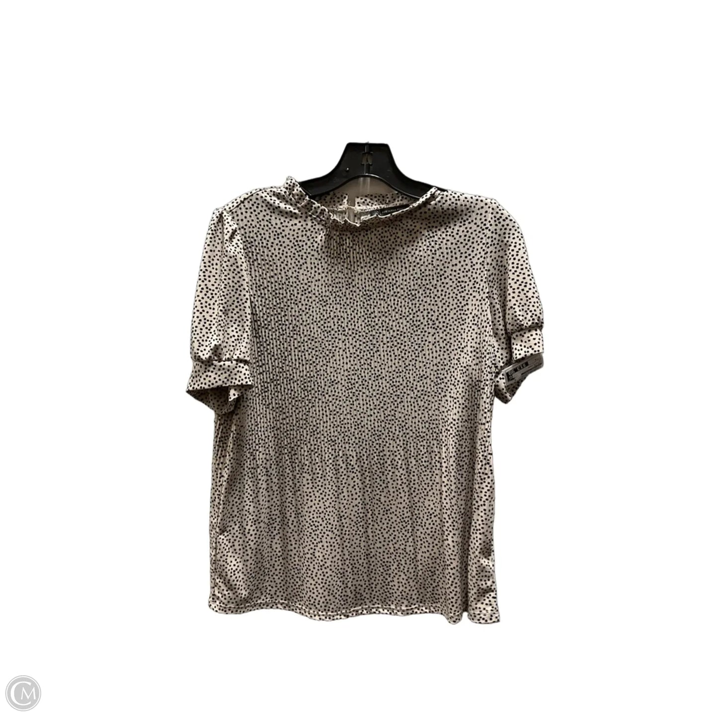 Top Short Sleeve By Adrianna Papell In Black & Cream, Size: S