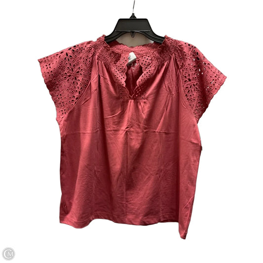 Top Short Sleeve By Loft In Red, Size: L