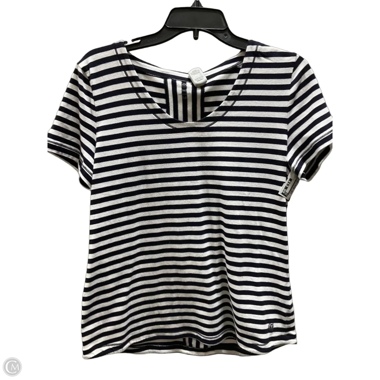 Top Short Sleeve By Talbots In Blue & White, Size: L