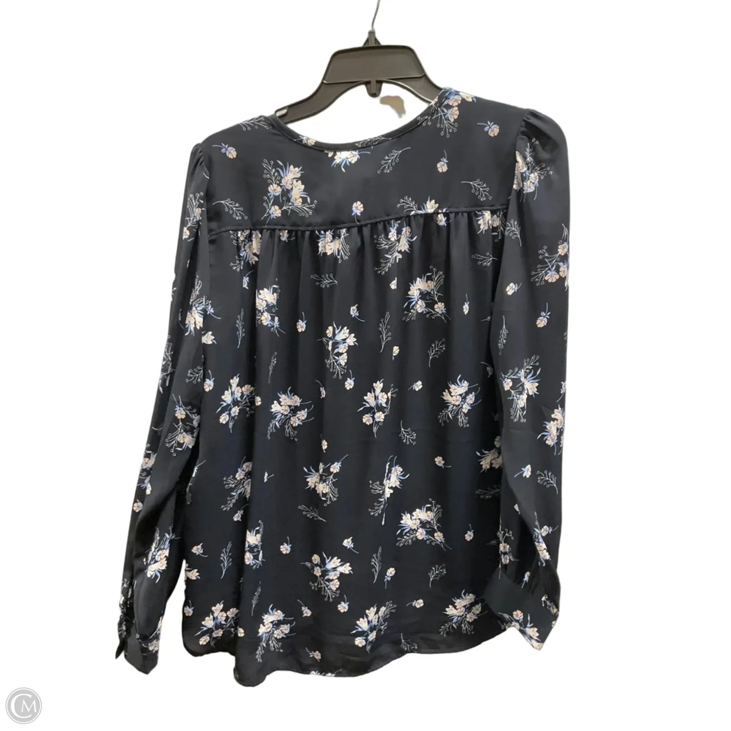 Top Long Sleeve By Loft In Blue & Cream, Size: M