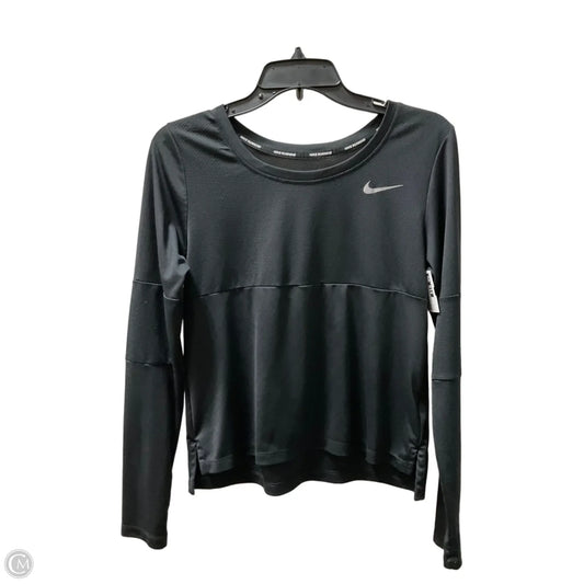 Athletic Top Long Sleeve Collar By Nike In Black, Size: S