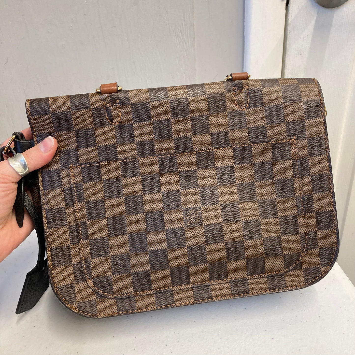 Handbag Luxury Designer By Louis Vuitton In Brown & Tan, Size:Small