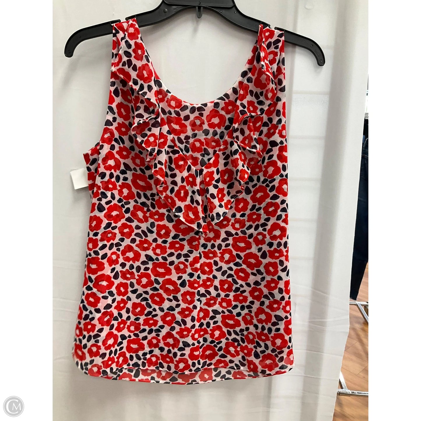 Blouse Sleeveless By Cabi In Blue Red & White, Size: S