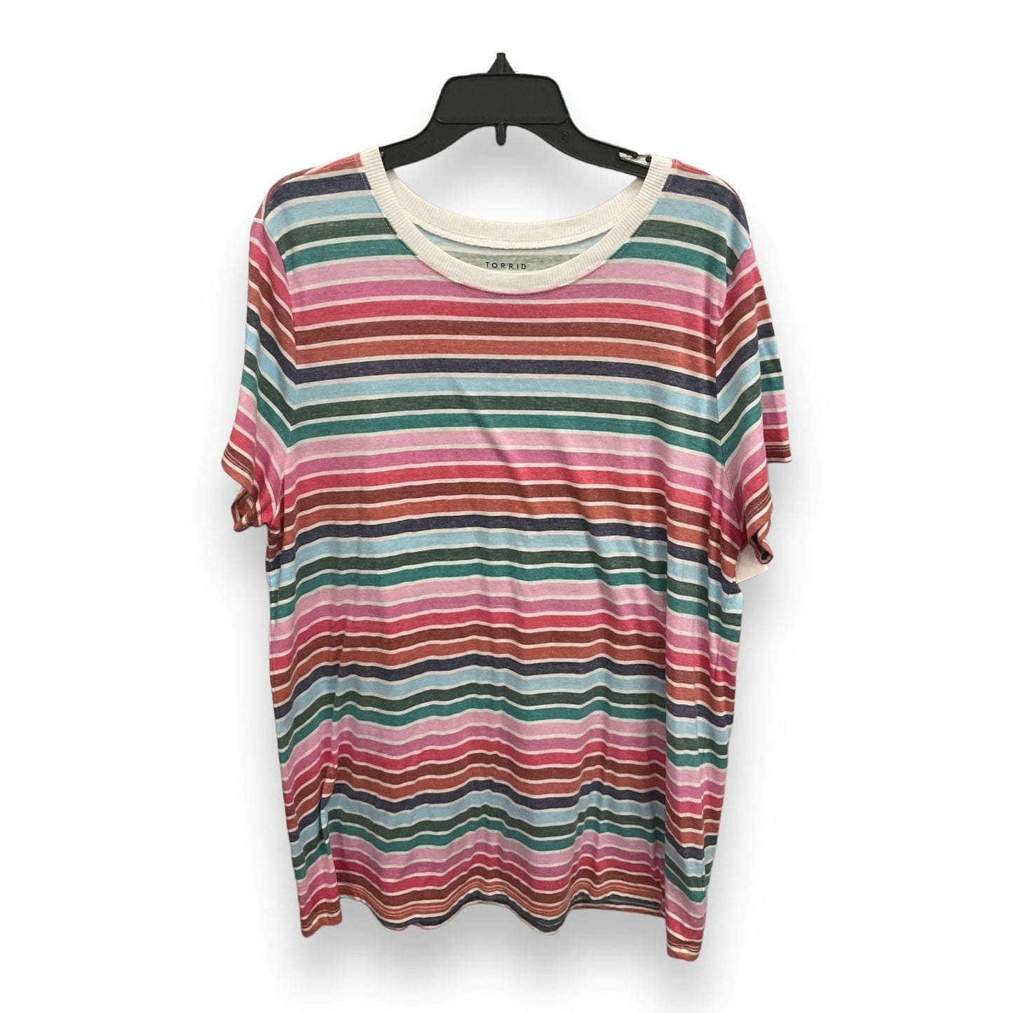 Top Short Sleeve Basic By Torrid In Striped Pattern, Size: 2x