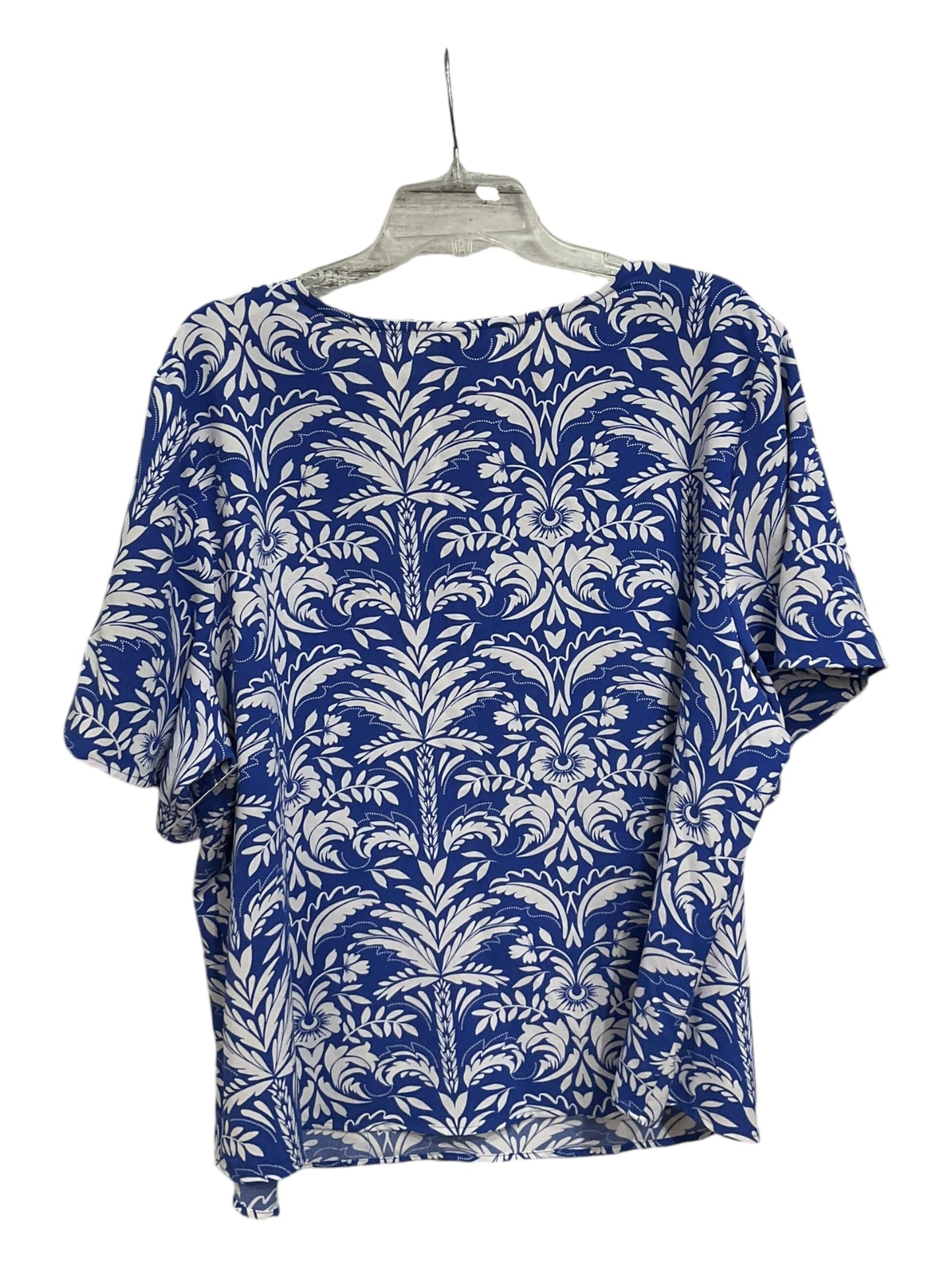 Top Short Sleeve By Croft And Barrow In Blue & White, Size: 2x