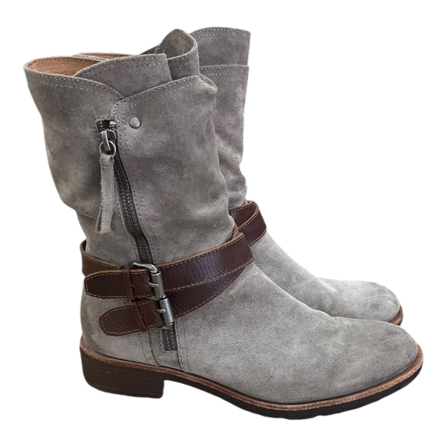 Boots Ankle Heels By Sofft In Grey, Size: 7.5