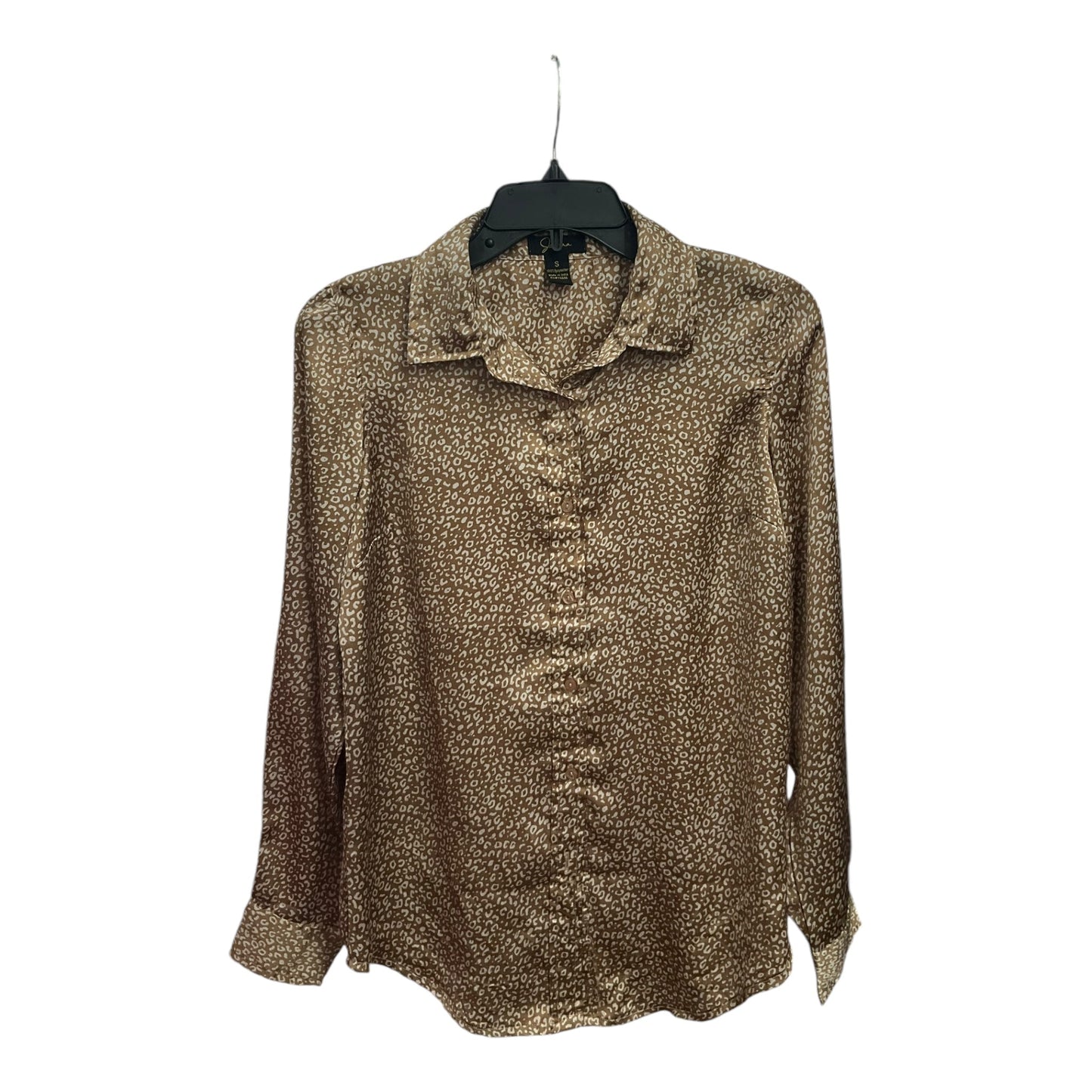 Blouse Long Sleeve By Japna In Brown & Cream, Size: S