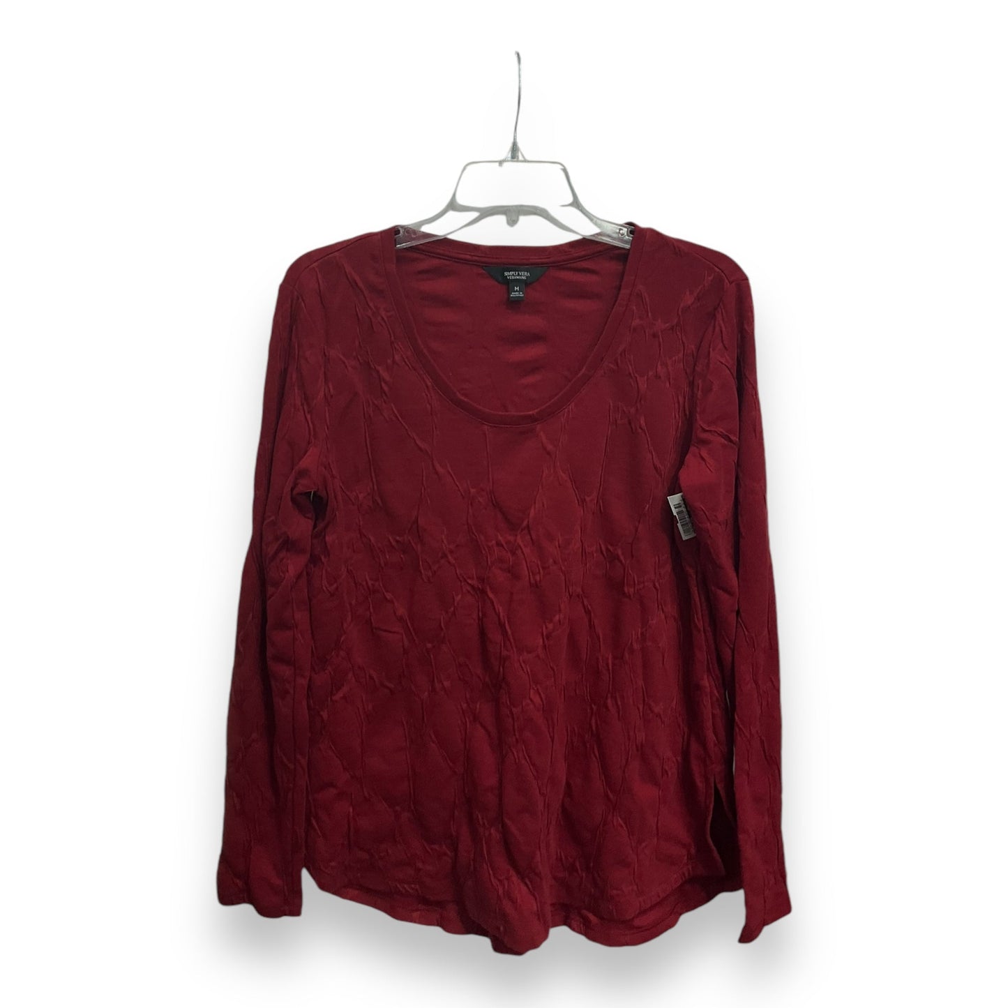 Top Long Sleeve Basic By Simply Vera In Red, Size: M